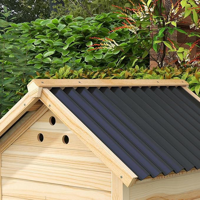 PawHut Duck Coop, Wooden Chicken Coop, Duck House with Openable Roof, Double Doors, Removable Base for 1-3 Ducks, Chickens, 31" L, Natural Wood