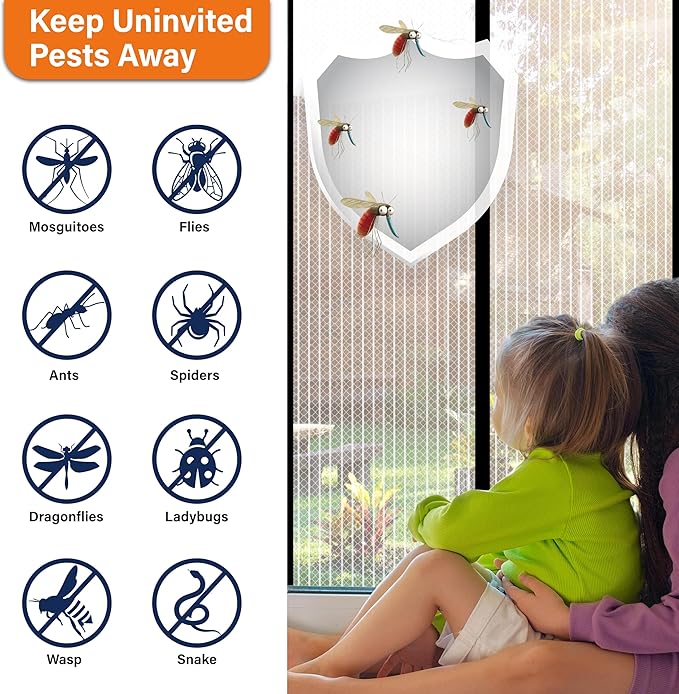 Magnetic Screen Door,Screen Door Mesh,Keep Bugs Out, Heavy-Duty Mesh Curtain,Pet and Kid Friendly, Works with Front Doors, Sliding Doors