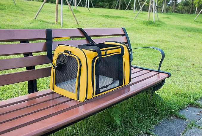 Soft Sided Carrier for Small Medium Cats Dogs,TSA Airline Approved Collapsible Travel Pet Carrier (Medium, Yellow)