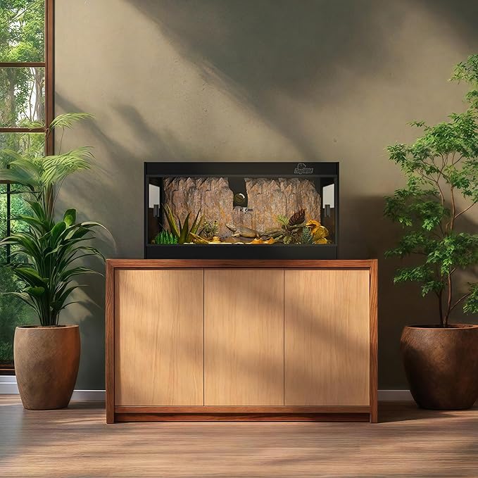 50 Gallon PVC Reptile Enclosure, RepWild 36"x18"x18" Stackable Terrarium/Tank with Dual Side Ventilation Mesh, Removable Glass Doors & Lock for Bearded Dragons, Ball Python, Geckos, Lizards