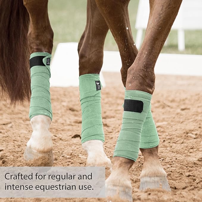 Horse Polo Leg Wraps, 10' Long Fleece Polo Wraps for Horses Set of 4, Horse Leg Bandages Stable Supplies Equestrian Boots Horse Leg Protection Light Mint