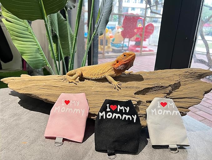 Bearded Dragon Carrier Backpack with Security Printing Harness Set, Reptile Lizard Travel Carrier (Pink, Mommy Harness)