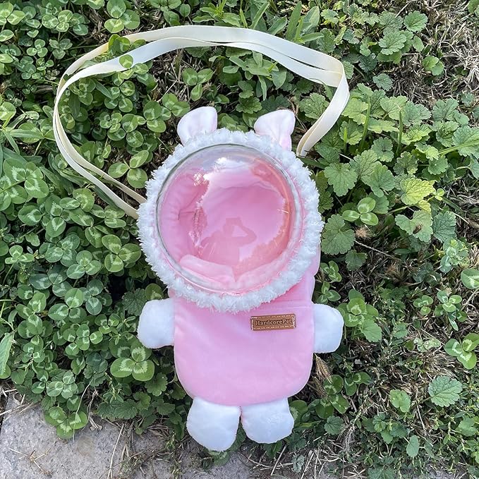 Sugar Glider Bonding Pouch Bonding Pouch Carry for Rat Syrian Hamster Hedgehog Small Pocket Pets, Gerbil Travel Bag Cute Bunny-Shaped Outing Bag with Large Transparent Window(Pink)