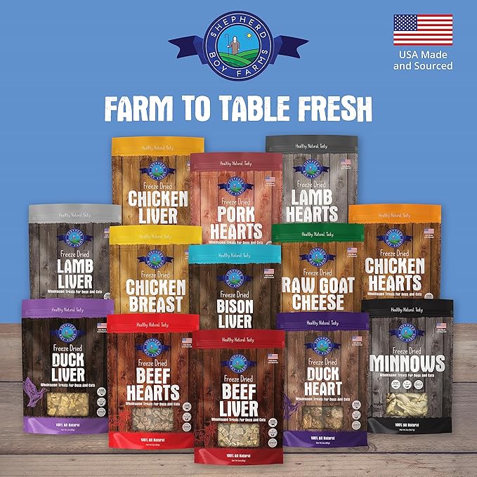 Shepherd Boy Farms Freeze Dried Dog and Cat Treats, Chicken Breast, All Natural Freeze-Dried Dog Treat & Snacks, Made in USA, High in Protein, Nutrition of Raw Food, Single Ingredient, 3oz