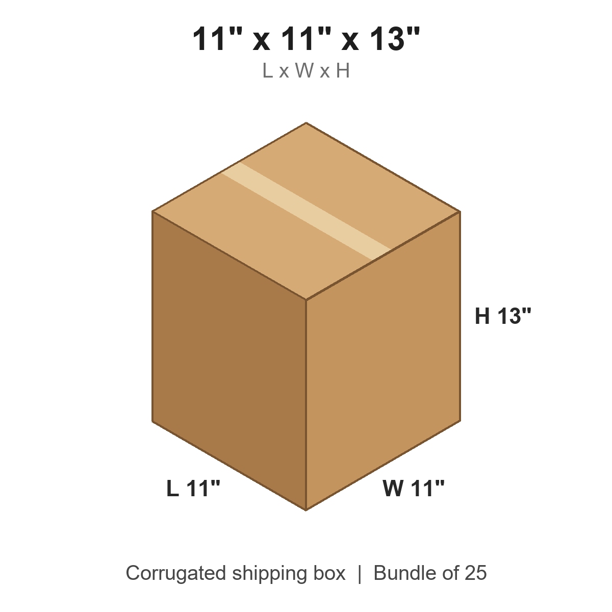 11x11x13 Corrugated Shipping Boxes (11 x 11 x 13 in), Bundle of 25