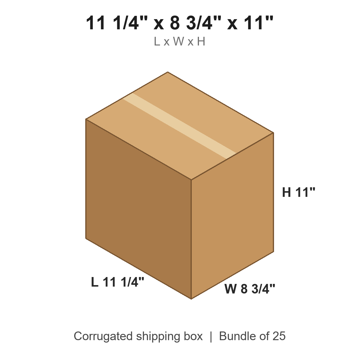 11.25x8.75x11 Corrugated Shipping Boxes (11 1/4 x 8 3/4 x 11 in), Bundle of 25