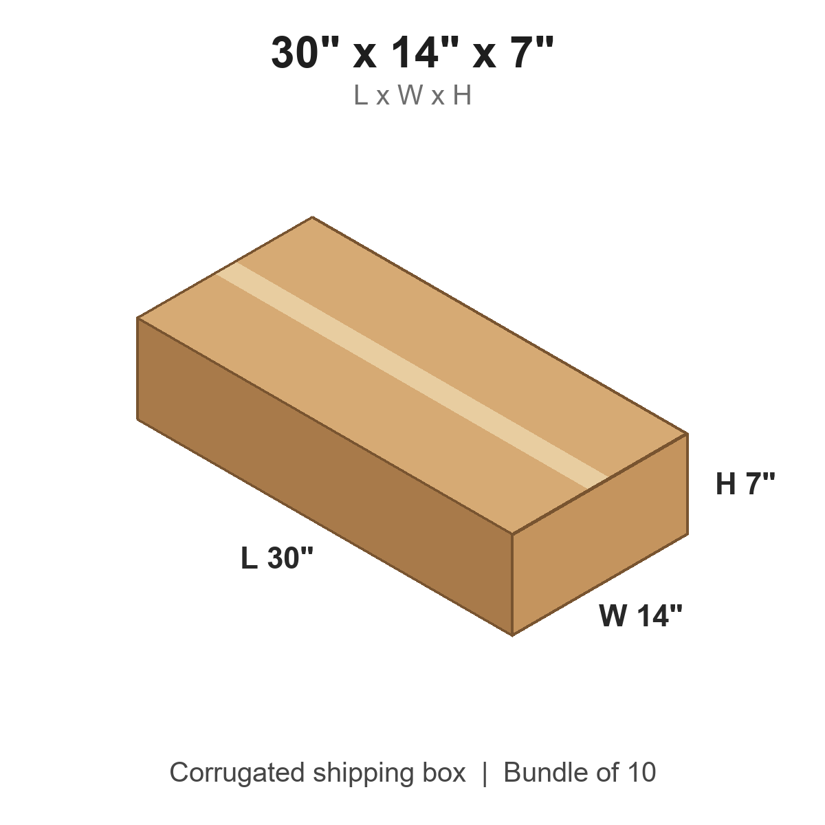 30x14x7 Corrugated Shipping Boxes (30 x 14 x 7 in), Bundle of 10