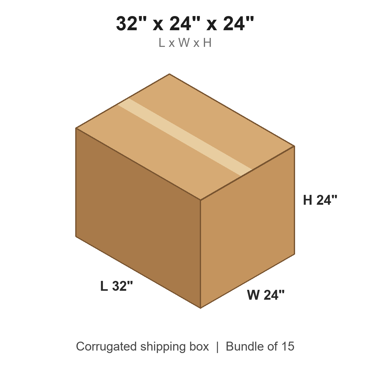 32x24x24 Corrugated Shipping Boxes (32 x 24 x 24 in), Bundle of 15
