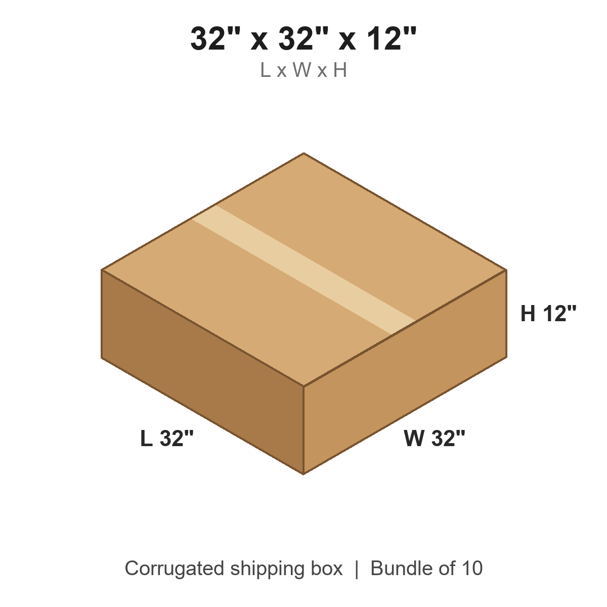 32x32x12 Corrugated Shipping Boxes (32 x 32 x 12 in), Bundle of 10