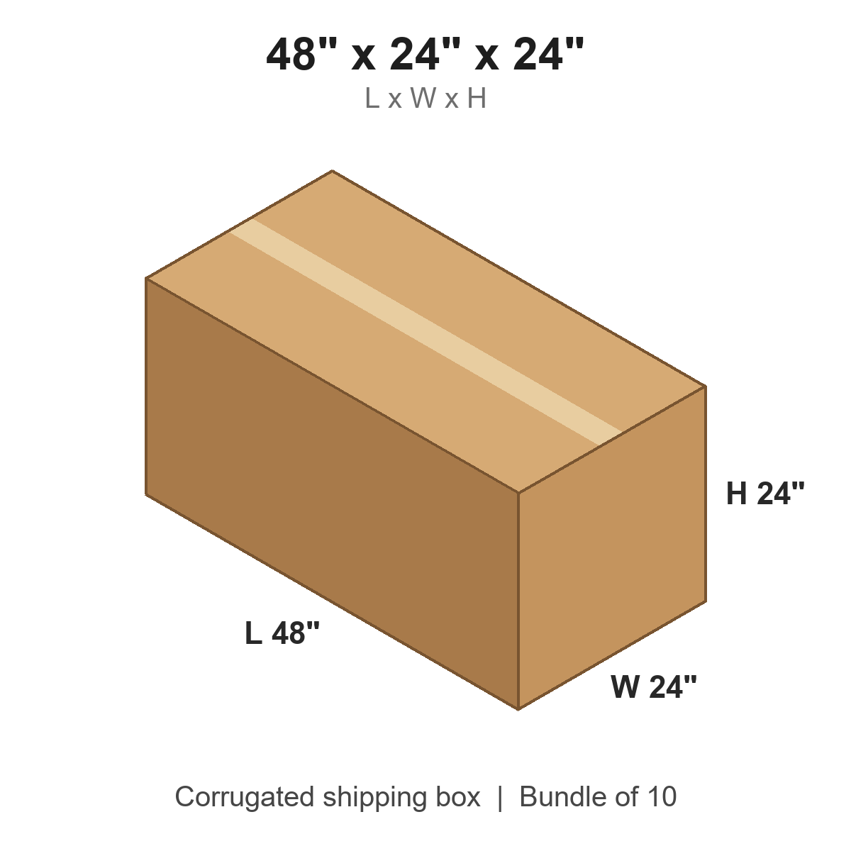 48x24x24 Corrugated Shipping Boxes (48 x 24 x 24 in), Bundle of 10