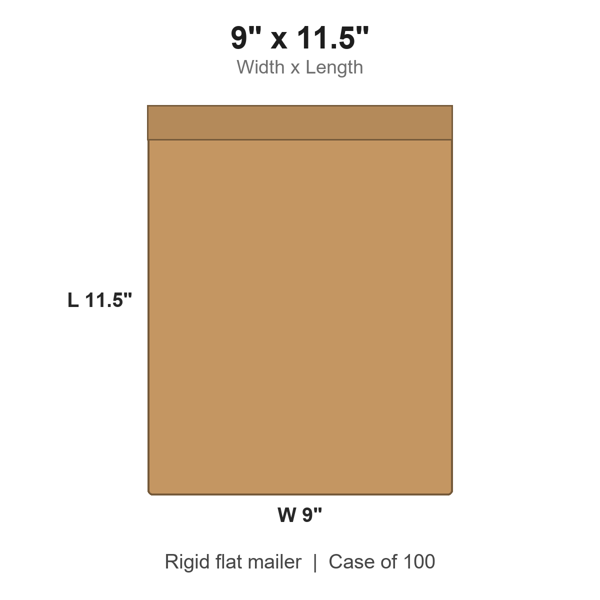 9" x 11.5" Kraft Rigid Flat Mailers, Case of 100