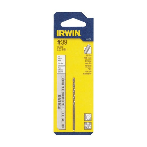 IRWIN #39 X 1-3/8 in. L High Speed Steel Jobber Length Wire Gauge Bit Straight Shank 81139 1 pk