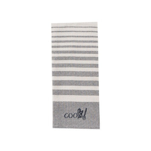 Kay Dee Cooks Kitchen Graphite Cotton Embroidered Tea Towel R3236 1 pk, Pack of 6