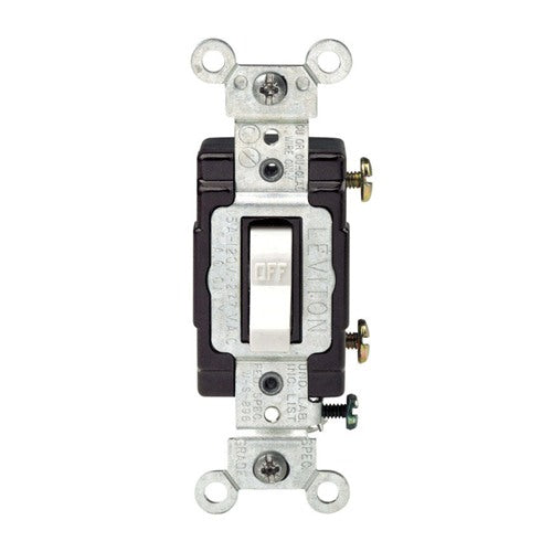 Leviton 15 amps Single Pole Toggle Switch White C22-05501-LHW 1 pk
