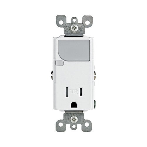 Leviton Decora 15 amps 125 V White Outlet/Guide Light 5-15R T6525-00W 1 pk