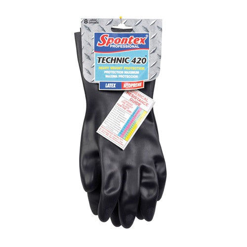 Spontex Technic 420 Latex/Neoprene Cleaning Gloves L Black 33546 1 pk
