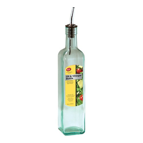 TableCraft Clear Glass/Steel Oil and Vinegar Bottle w/Pourer 16 oz H916