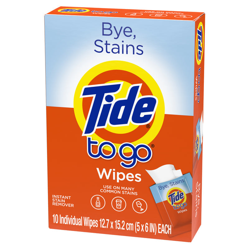 Tide To Go No Scent Stain Remover 10 Wipes, Pack of 12