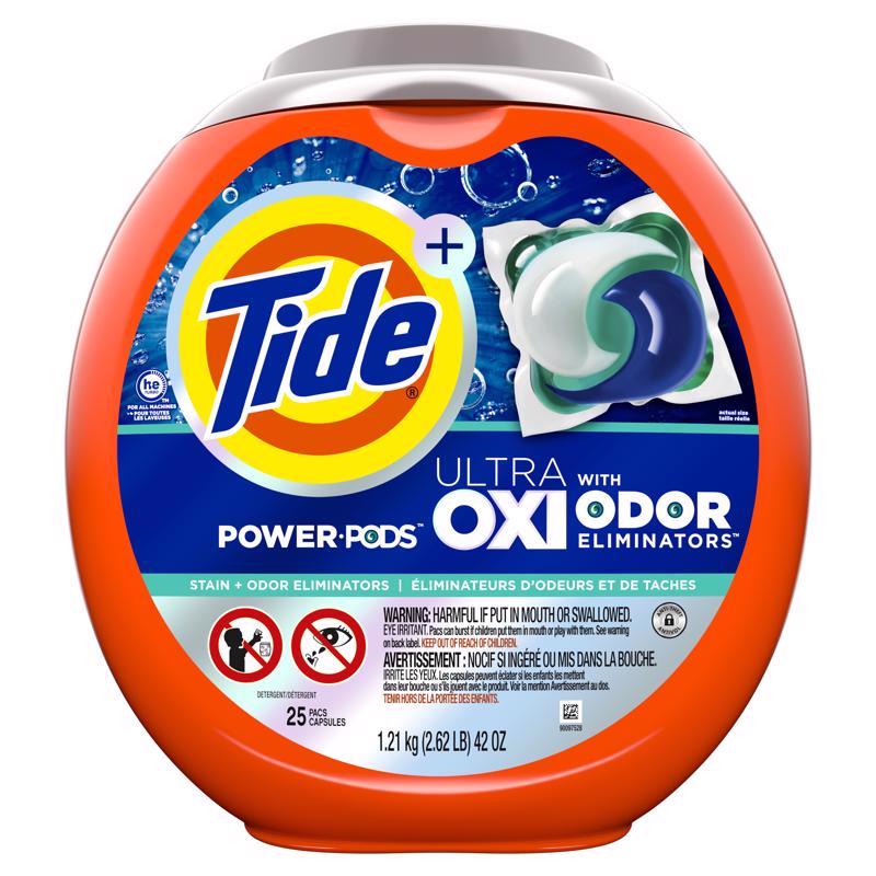 Tide Ultra Oxi Original Scent Laundry Detergent Pod 80367512 25 pk, Case of 4