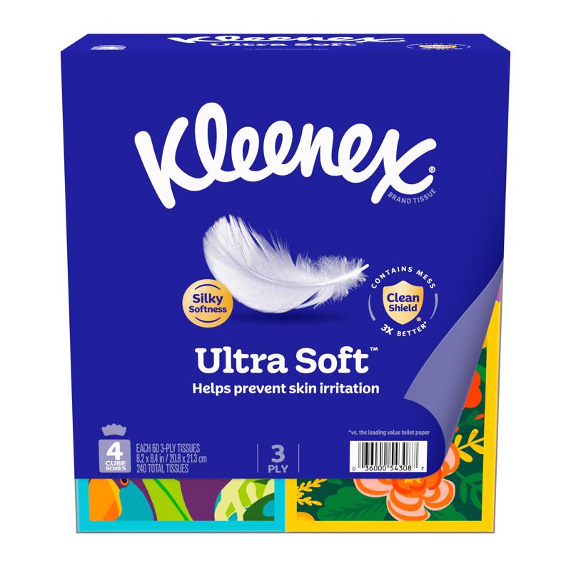 Kleenex Ultra Soft 60 ct Facial Tissue 54309, Case of 8