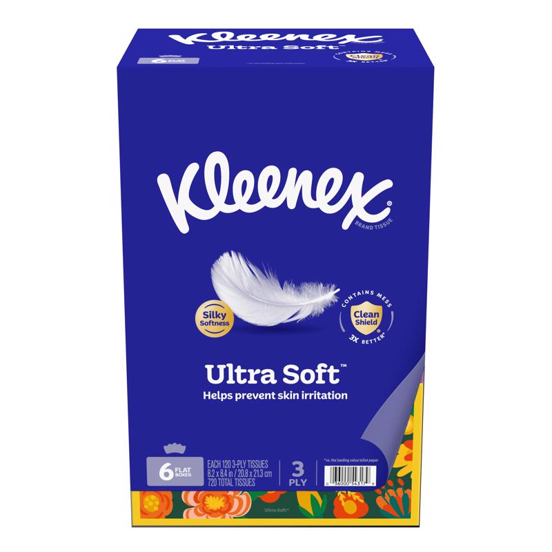 Kleenex Ultra Soft 120 ct Facial Tissue 54317, Case of 4