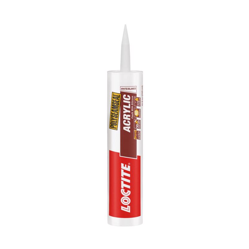 Loctite Polyseamseal White Acrylic/Silicone Multipurpose Caulk Sealant 10 oz 1507600, Pack of 12