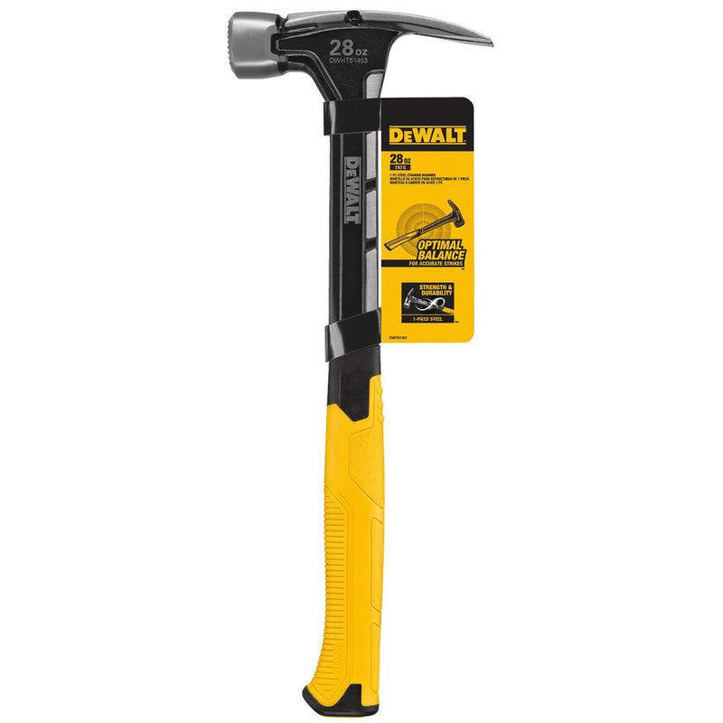 DeWalt 28 oz Checkered Face Framing Hammer 8.50 in. Steel Handle DWHT51007, Pack of 2