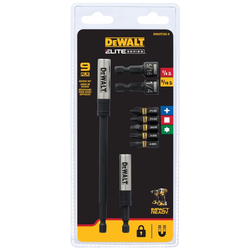 DeWalt ELITE SERIES Hex 1/4 in. Impact Driver Bit Set Steel DWAFETAS-9 9 pc