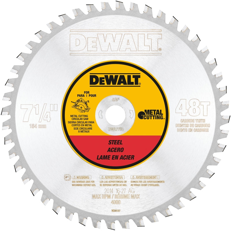 DEWALT 7-1/4 in. D X 5/8 in. Ferrous Metal Cutting Carbide Circular Saw Blade 48 teeth DWA7766 1 pc