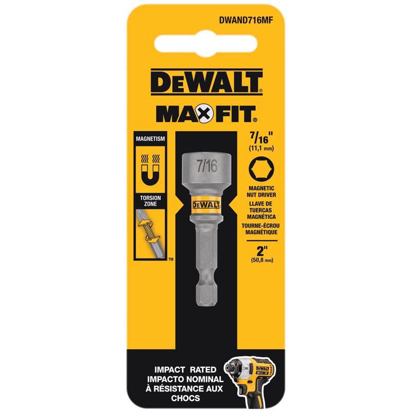 DEWALT Maxfit 7/16 in. X 2 in. L Steel Magnetic Nut Setter DWAND716MF 1 pc