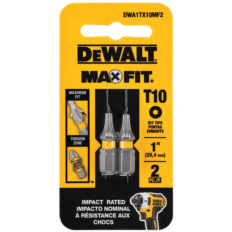 DeWalt Max Fit Torx #10 X 1 in. L Screwdriver Bit Set Steel DWA1TX10MF2 2 pk