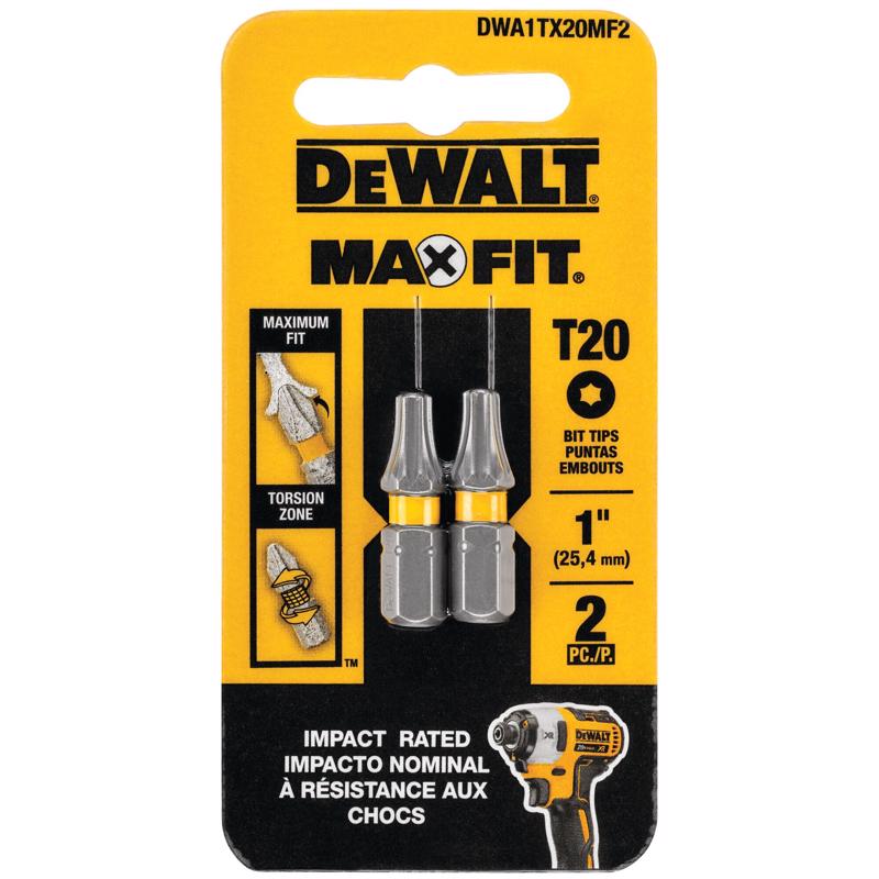 DeWalt Max Fit Torx #20 X 1 in. L Screwdriver Bit Set Steel DWA1TX20MF2 2 pk