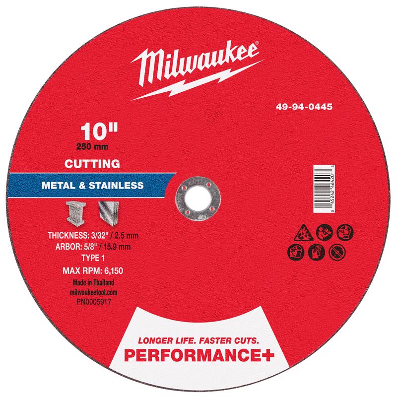Milwaukee 10 in. D X 5/8 in. X 3/32 in. thick Metal Cut-Off Wheel 49-94-0445 1 pc