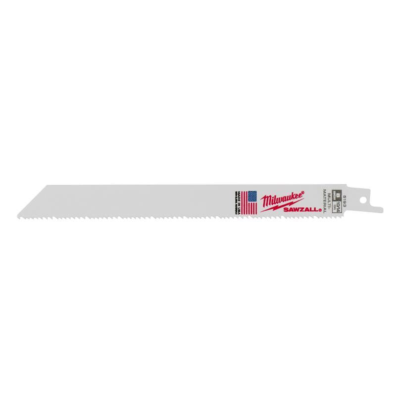 Milwaukee Sawzall 8 in. Bi-Metal Double Duty Upgrade Reciprocating Saw Blade 10/14 TPI 48-00-5193 5 pk