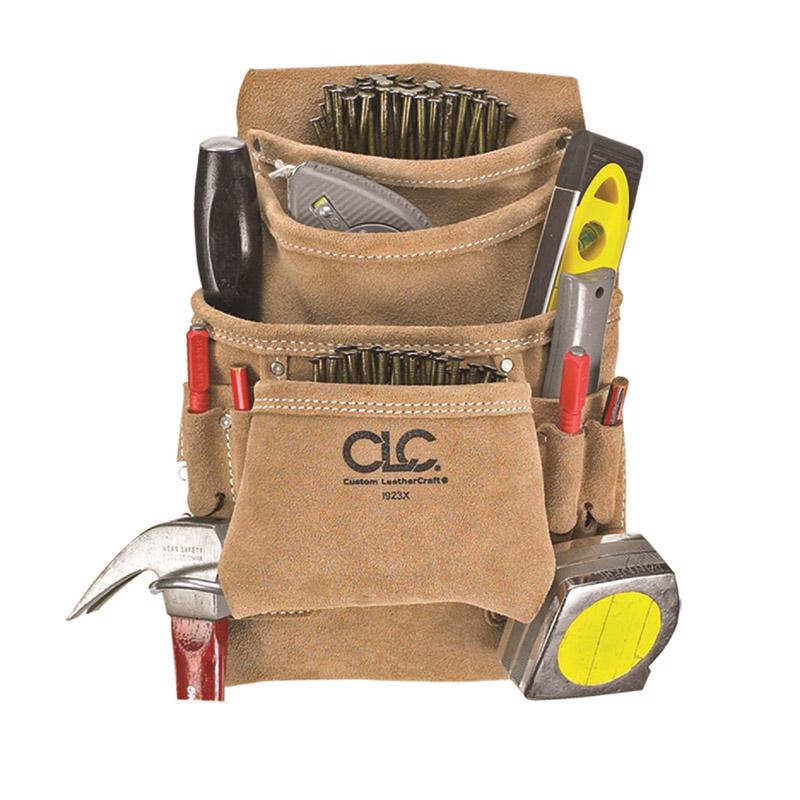 CLC 3 in. W X 11.5 in. H Suede Nail and Tool Pocket Apron 10 pocket Tan I923X 1 pc