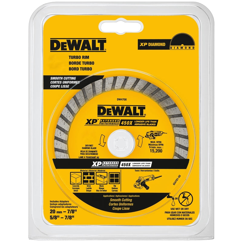 DEWALT XP Extended Performance 4-1/2 in. D X 7/8 in. Diamond Turbo Rim Saw Blade DW4701 1 pk