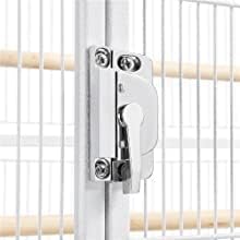 Extra Large Elegant and Durable Wrought Iron Climging Ladders Perch Stand Play Top Ground Bird Parrot Rolling Metal Cage, Include Seed Guard (White Vein, 32" x 23" x 69"H)
