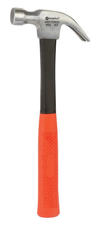 GreatNeck 8 oz Milled Face Curved Claw Hammer 8 in. Fiberglass Handle HG8C