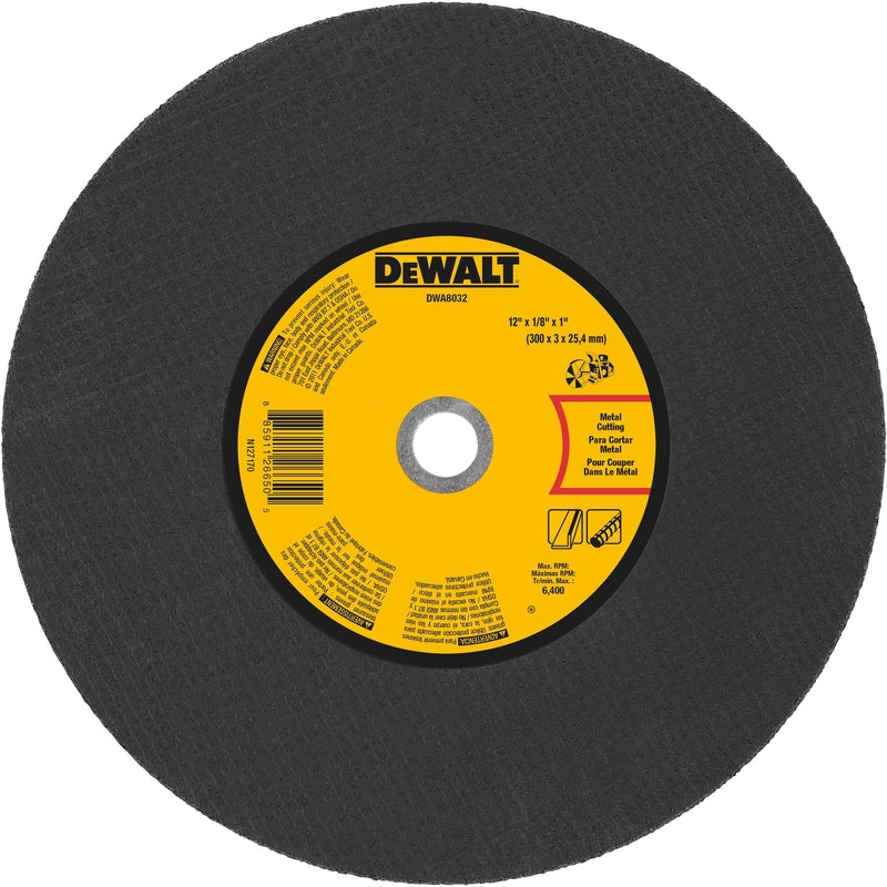 DeWalt High Performance 12 in. D X 1 in. X 1/8 in. thick Aluminum Oxide Metal Cut-Off Wheel DWA8032 1 pk