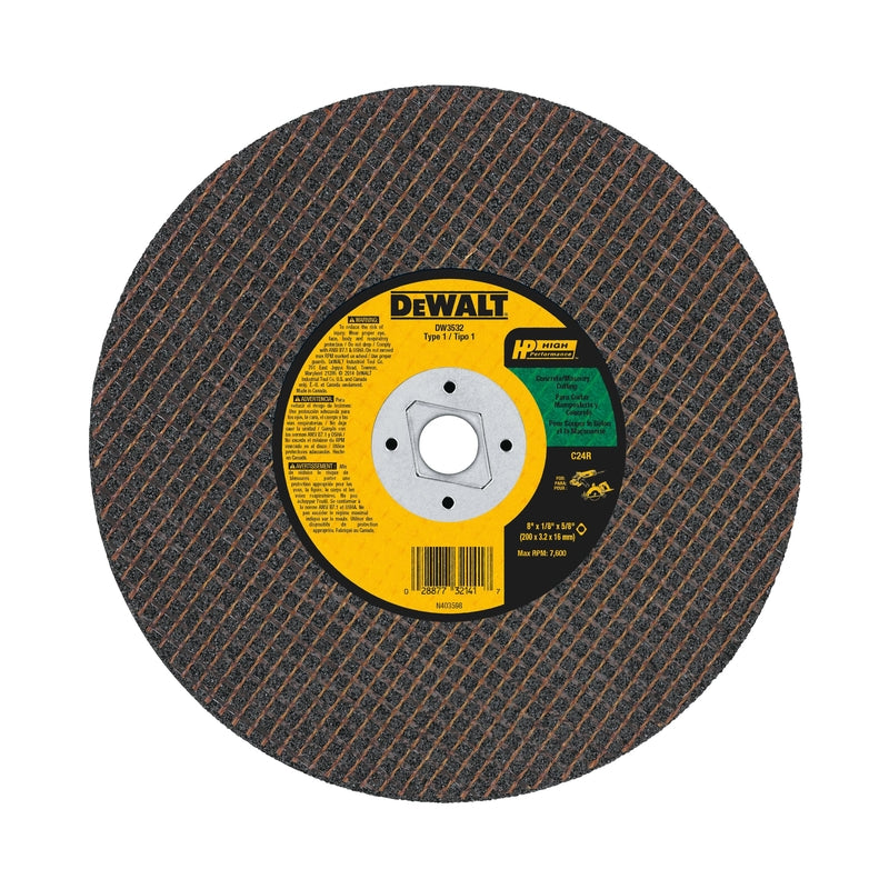 DeWalt High Performance 8 in. D X 5/8 in. X 1/8 in. thick Silicon Carbide Masonry Cutting Saw Blade DW3532