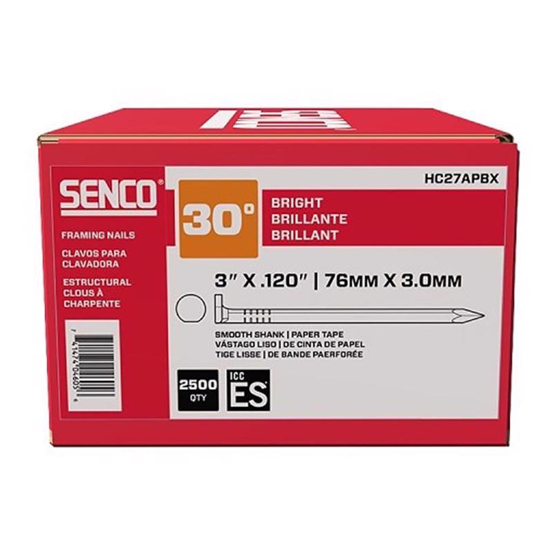 Senco 3 in. L Angled Strip Bright Framing Nails 30 deg HC27APBX 2500 pk