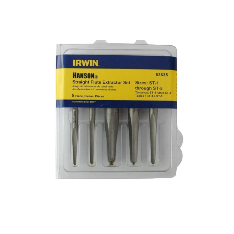 Irwin Hanson 3/8 in. Carbon Steel Straight Screw Extractor Set 7 in. 53635 5 pc
