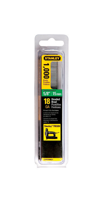 Stanley 18 Ga. X 5/8 in. L Steel Brad Nails SWKBN625S 1000 pk