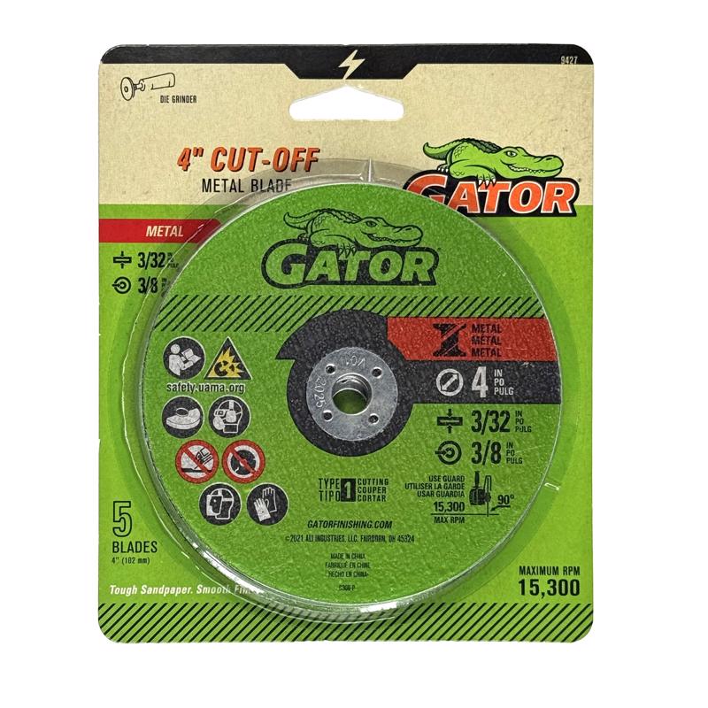 Gator 4 in. D X 3/8 in. X 3/32 in. thick Aluminum Oxide Type 1 Metal Cut-Off Blade 9427 5 pc