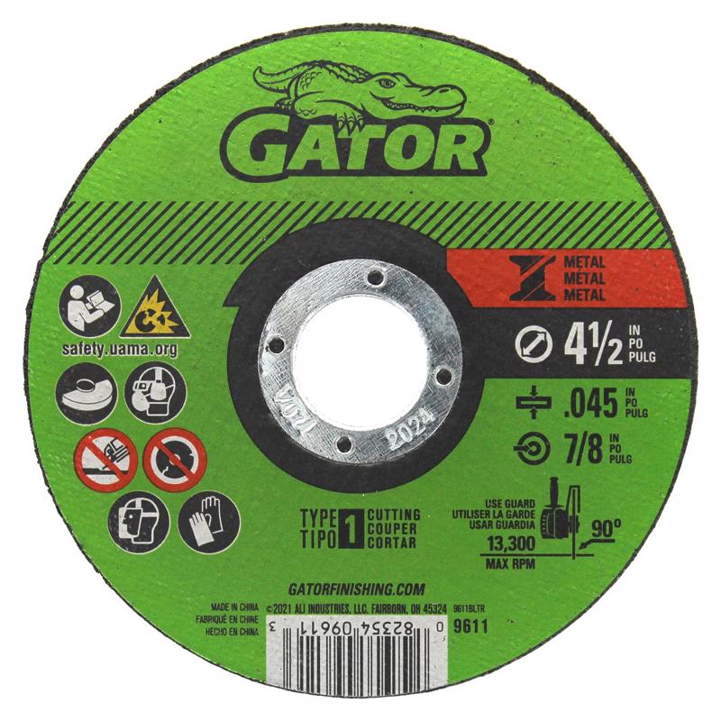 Gator 4-1/2 in. D X 7/8 in. X .045 in. thick Aluminum Oxide Type 1 Metal Cut-Off Blade 9611 1 pc