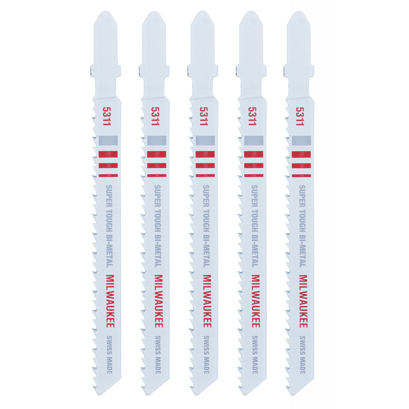 Milwaukee 4 in. Bi-Metal T-Shank Wood cutting Jig Saw Blade 10 TPI 48-42-5311 5 pk