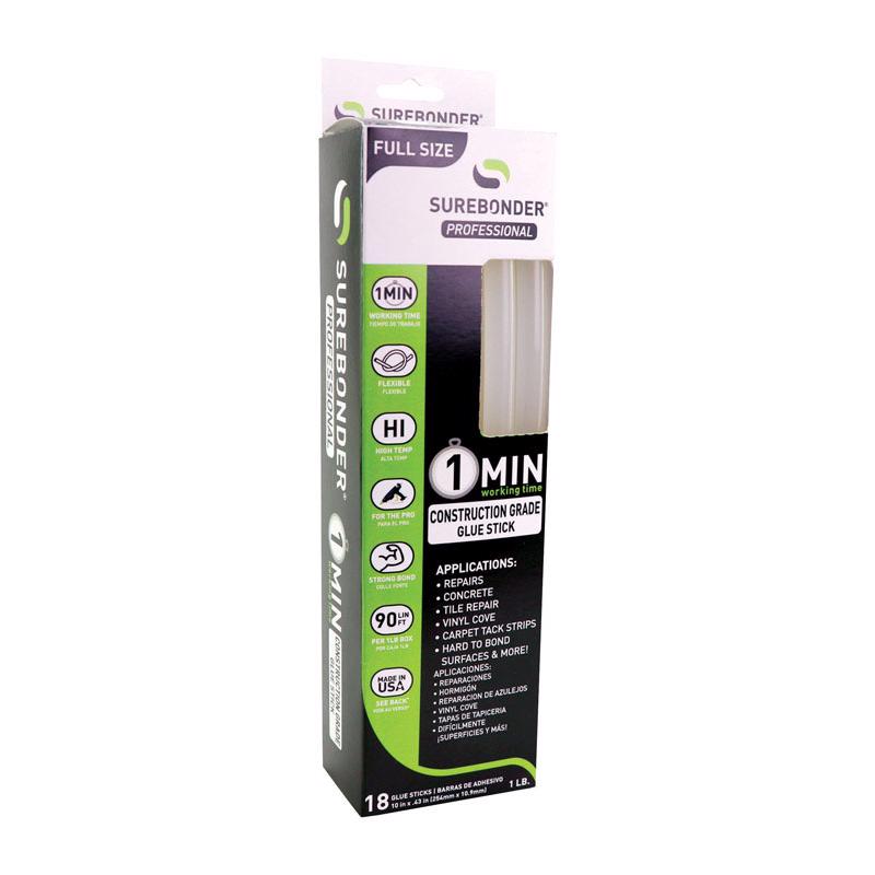 Surebonder .41 in. D X 10 in. L 1 Minute 1 Minute Construction Grade Glue Sticks Clear CG-1R10T 18 pk