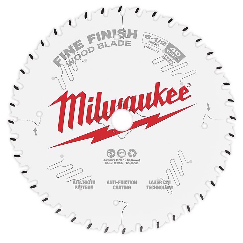 Milwaukee 6-1/2 in. D X 5/8 in. Fine Finish Tungsten Carbide Circular Saw Blade 40 teeth 48-40-0622 1 pc