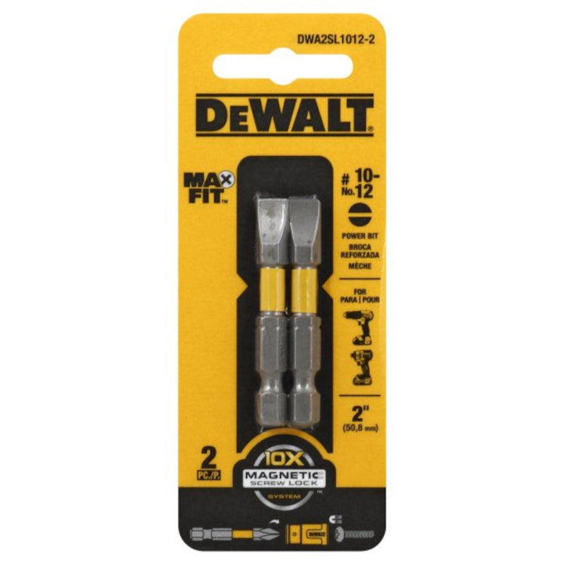 DeWalt Max Fit Slotted #10-12 X 2 in. L Power Bit S2 Tool Steel DWA2SL1012-2 2 pc