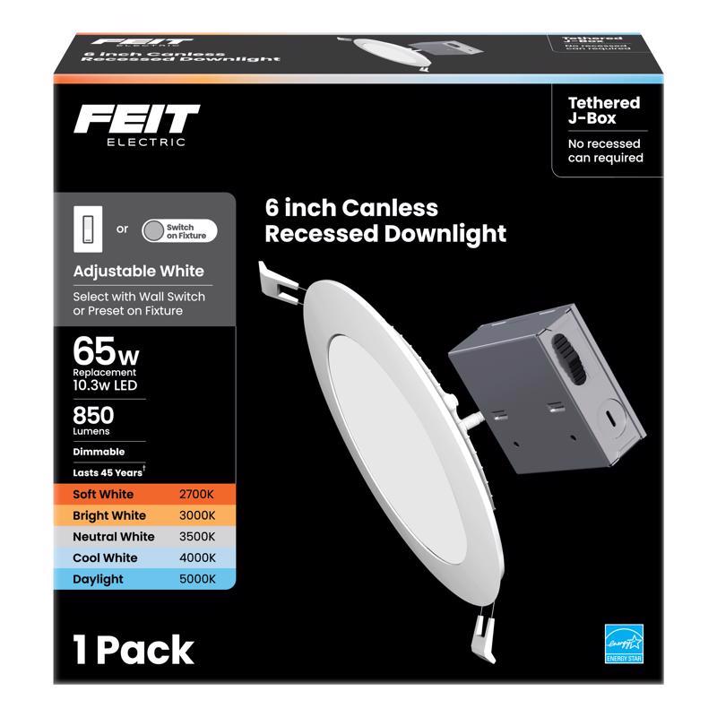 Feit LED Retrofits White 7.1 in. W LED Canless Recessed Downlight 10.3 W LEDR6XT/5CCT